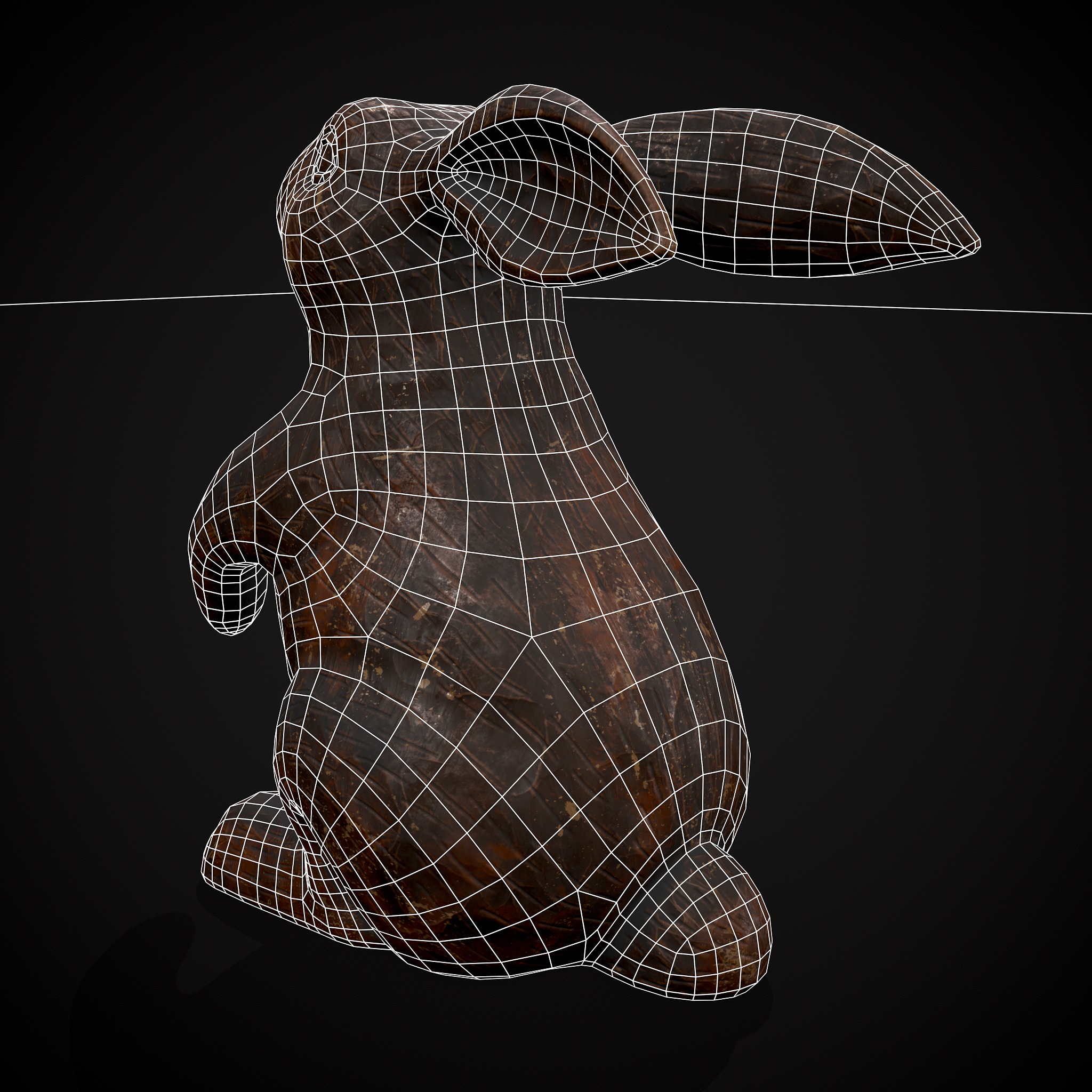 Sculpted Wooden Rabbit Toy Low-poly 3D model_6