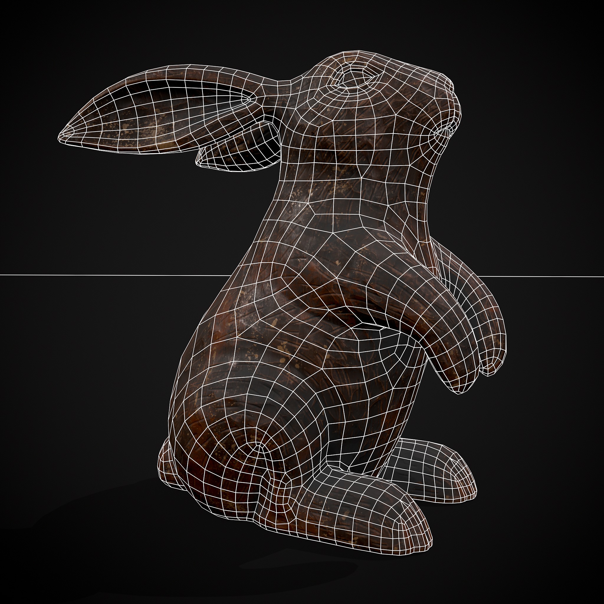 Sculpted Wooden Rabbit Toy Low-poly 3D model_12
