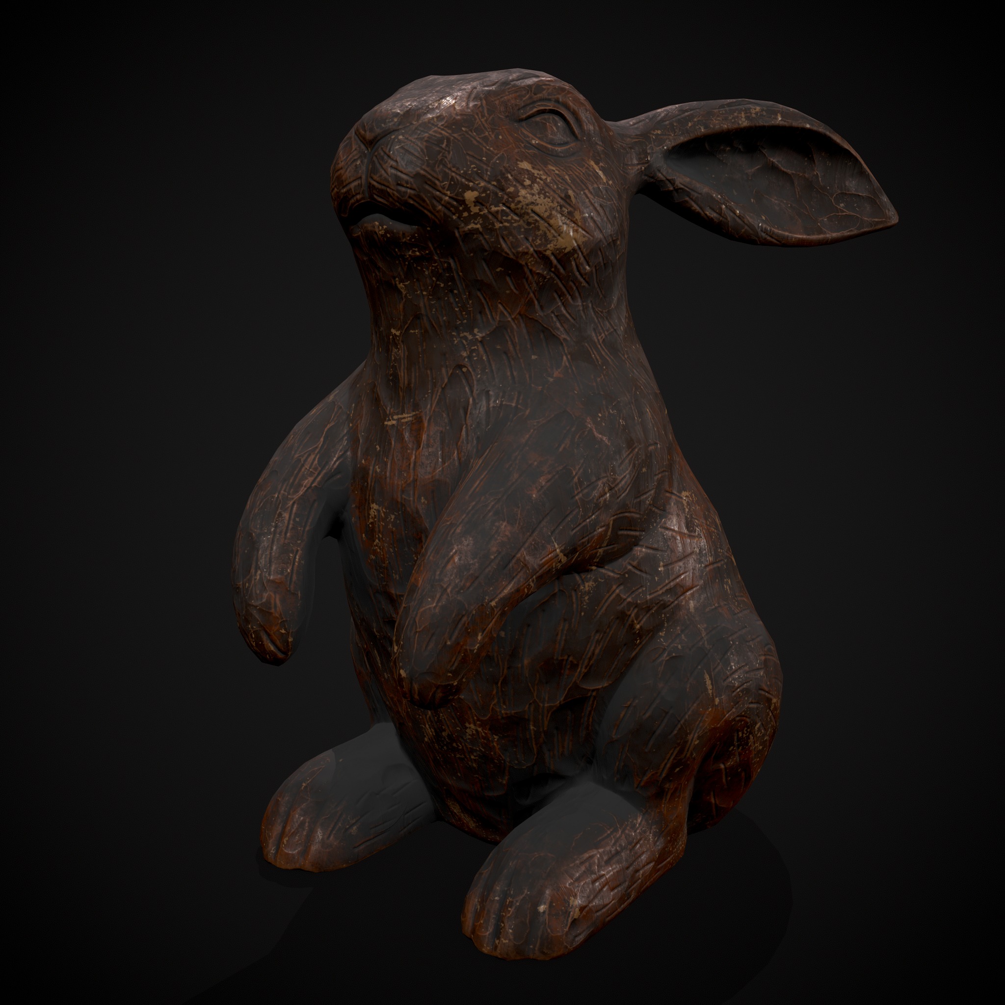 Sculpted Wooden Rabbit Toy Low-poly 3D model_19