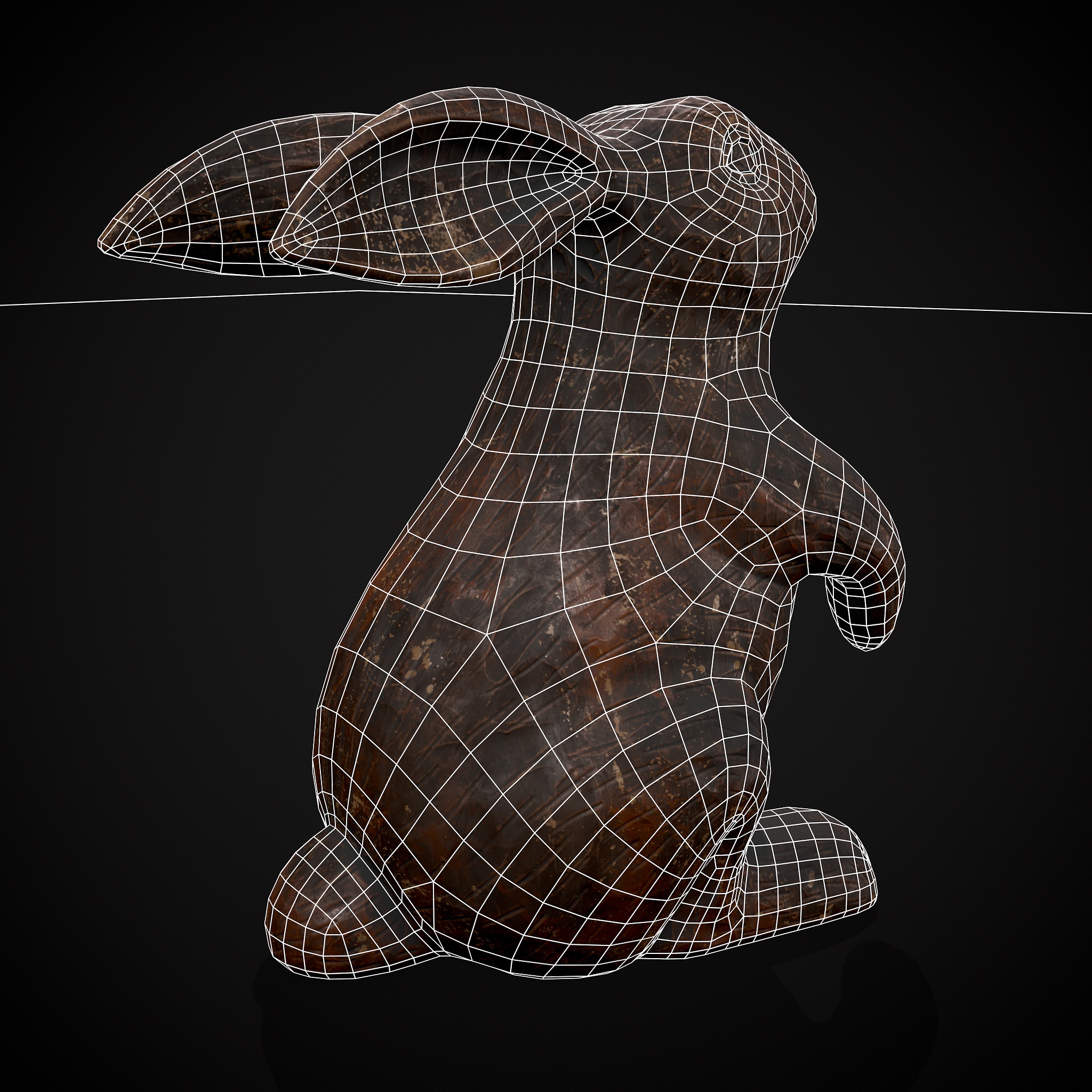 Sculpted Wooden Rabbit Toy Low-poly 3D model_10