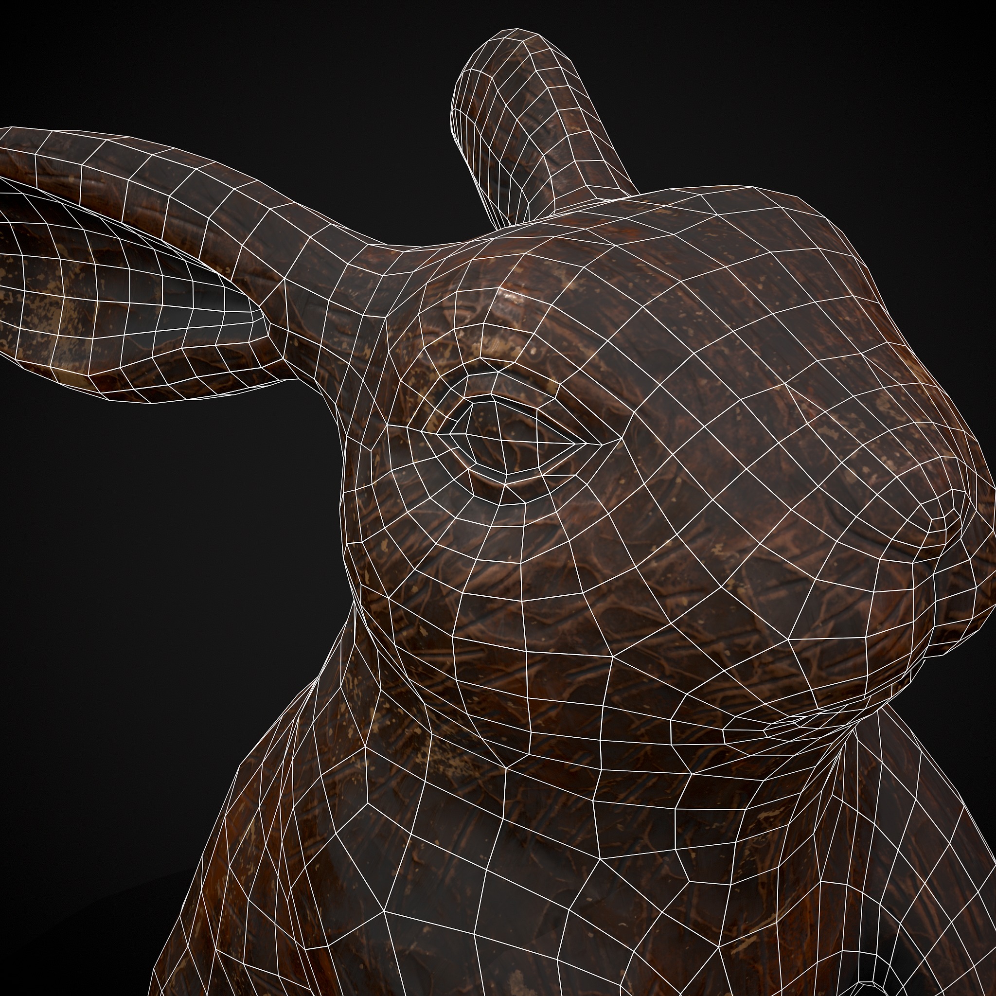 Sculpted Wooden Rabbit Toy Low-poly 3D model_18