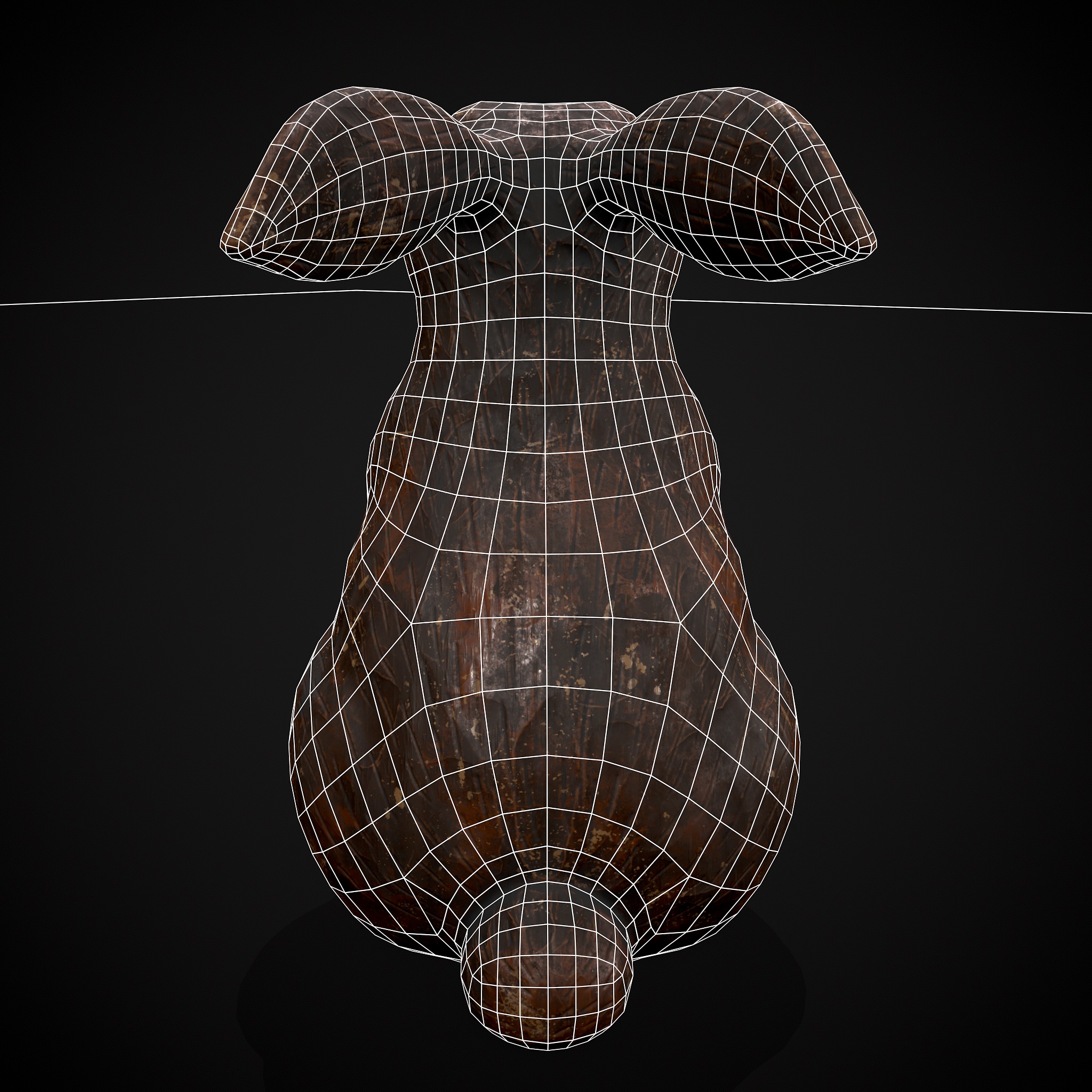 Sculpted Wooden Rabbit Toy Low-poly 3D model_8