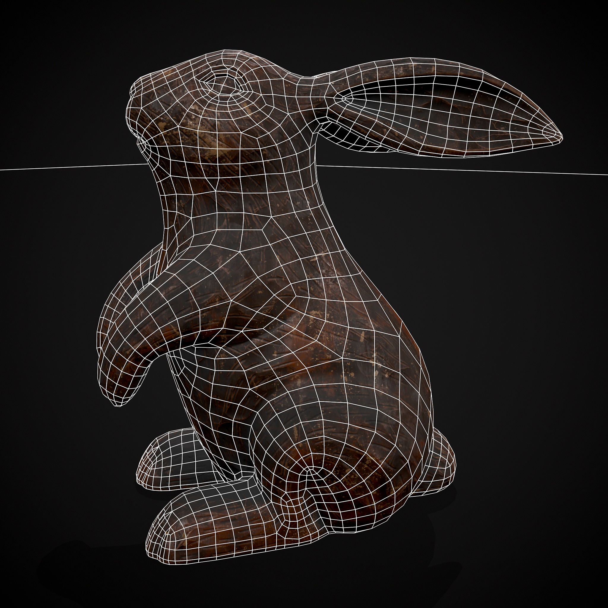 Sculpted Wooden Rabbit Toy Low-poly 3D model_4