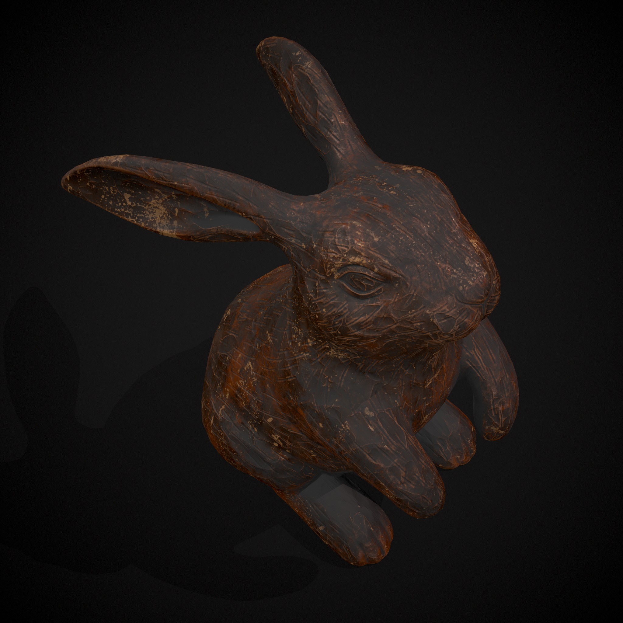 Sculpted Wooden Rabbit Toy Low-poly 3D model_13