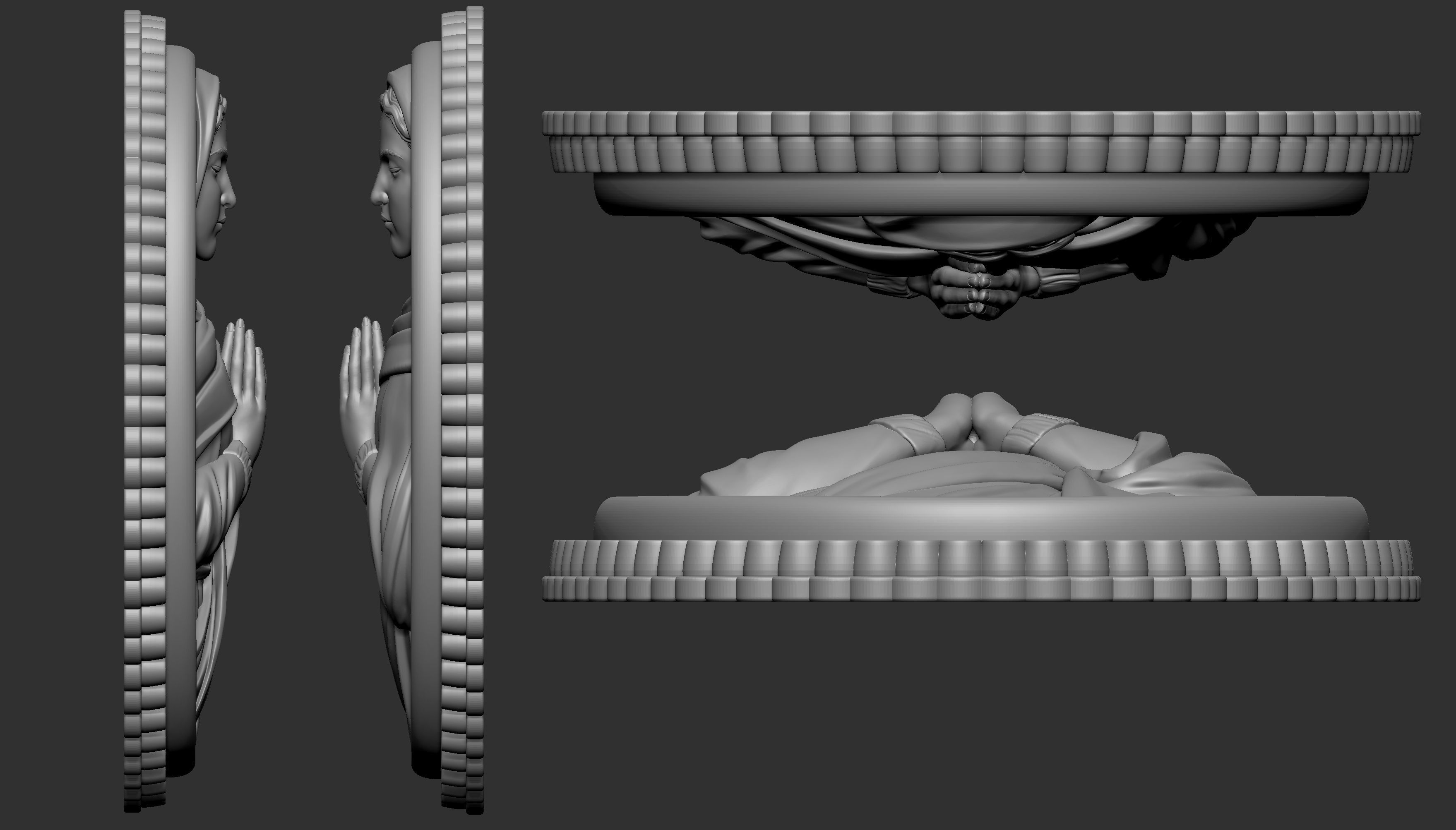 Virgin Mary praying Pendant 3D print model_2