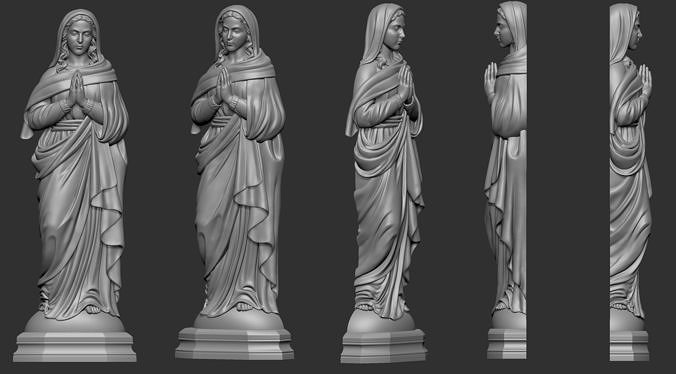 Virgin Mary praying Relief 3D print model