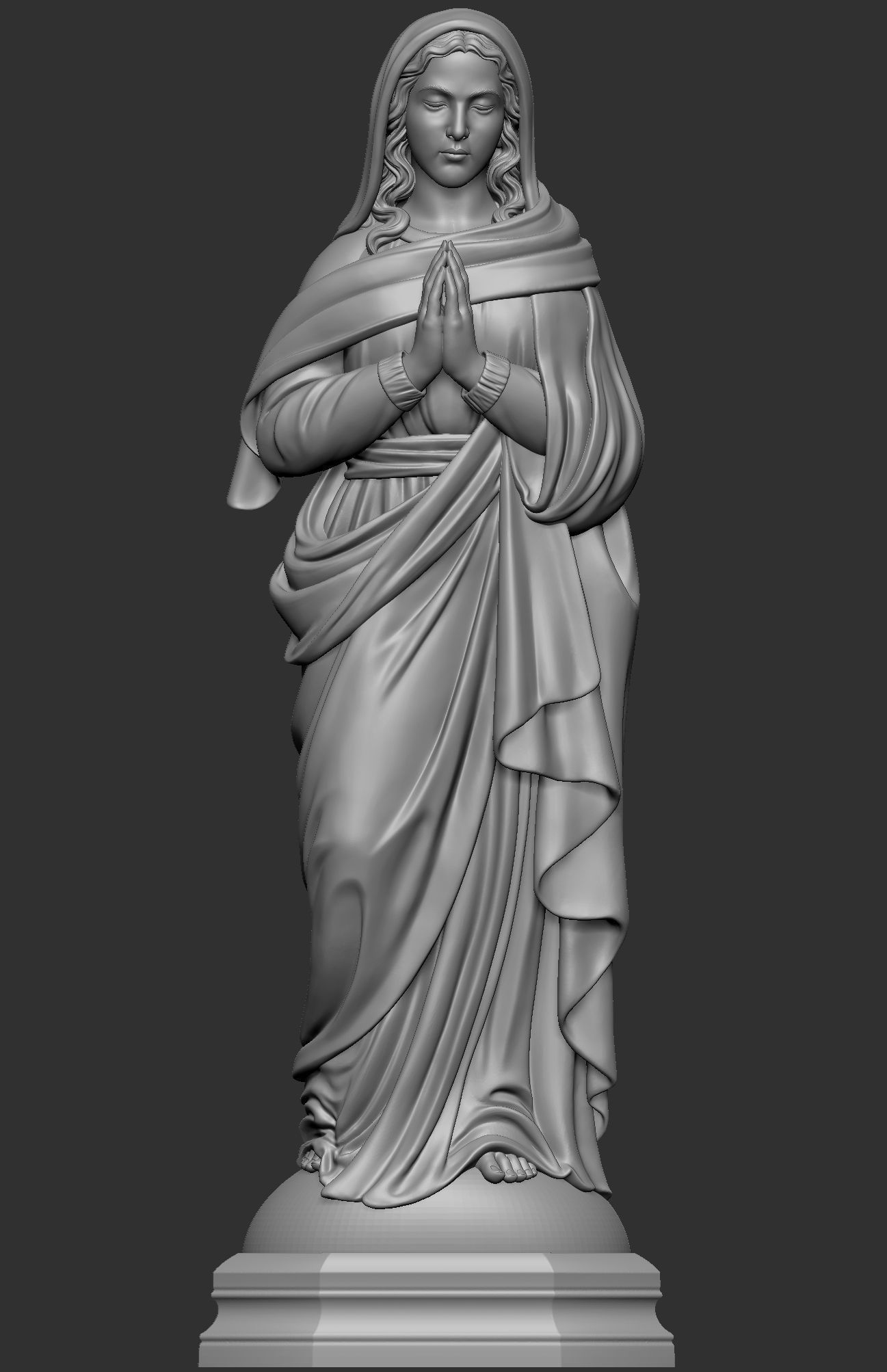 Virgin Mary praying Relief 3D print model_3