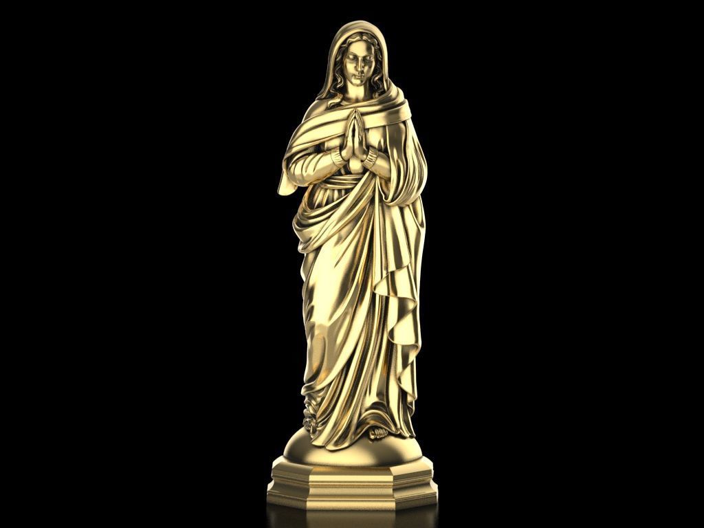 Virgin Mary praying Relief 3D print model_1