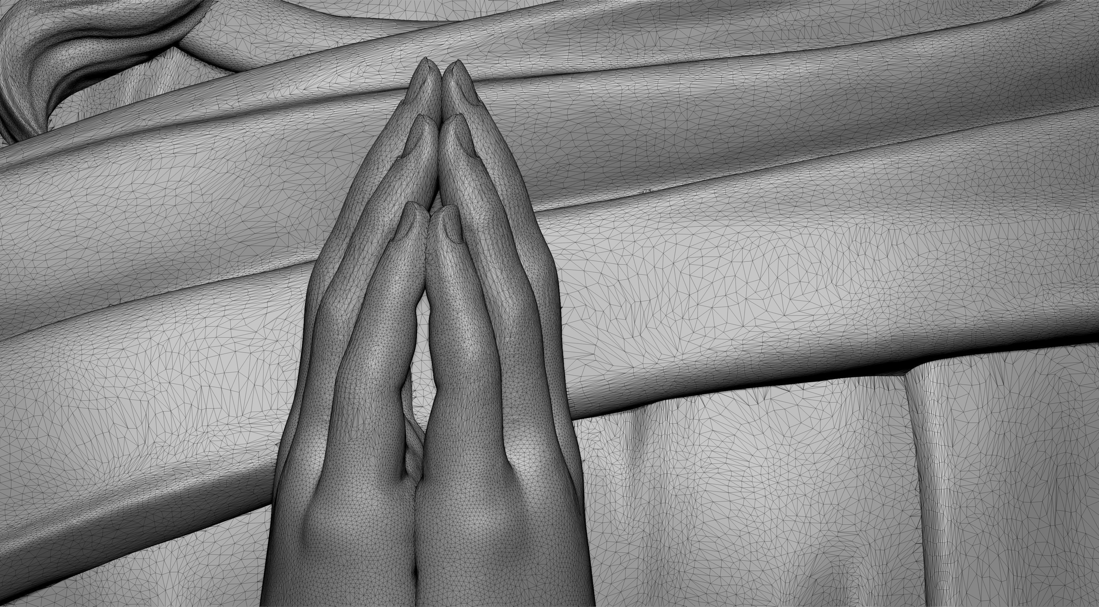 Virgin Mary praying Relief 3D print model_4