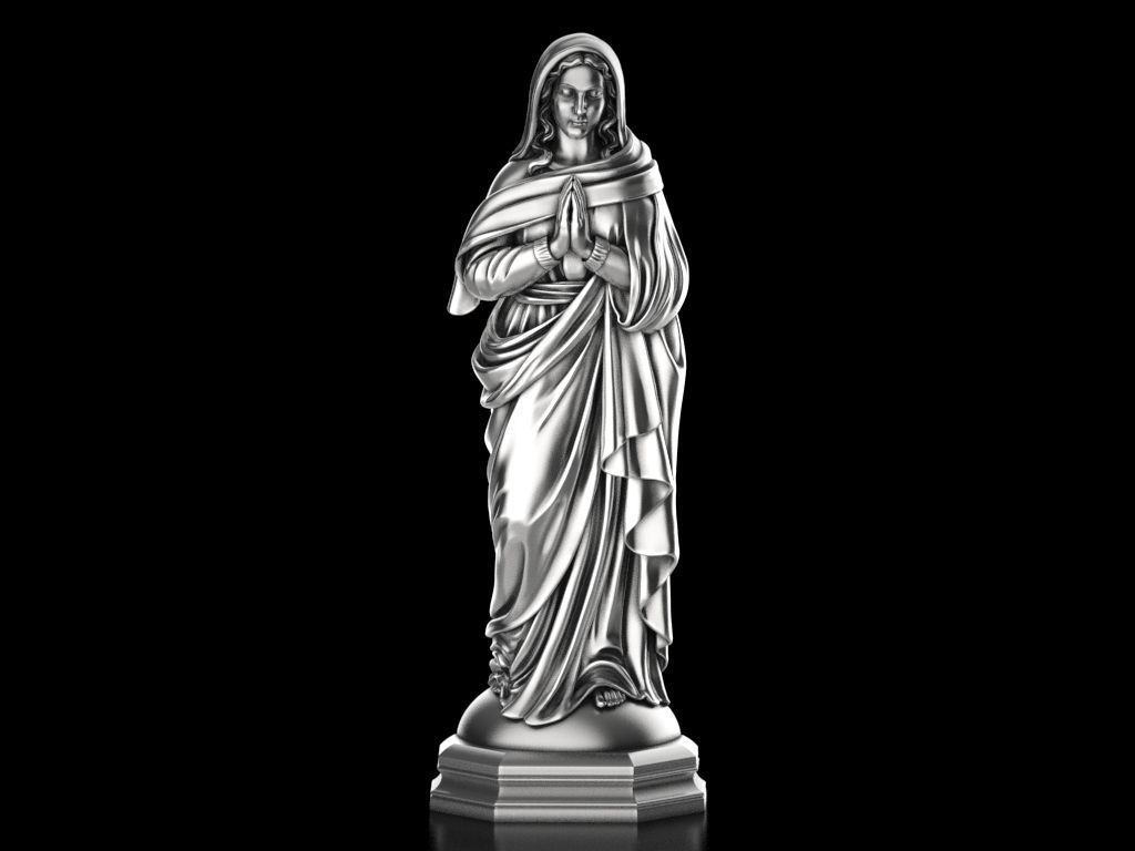Virgin Mary praying Relief 3D print model_2