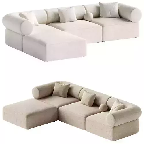 Zia 4PC Modular Reversible Chaise Sectional Sofa