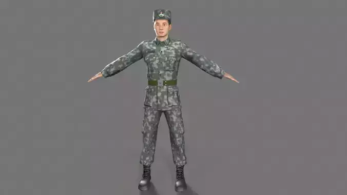 China soldier Low-poly 3D model