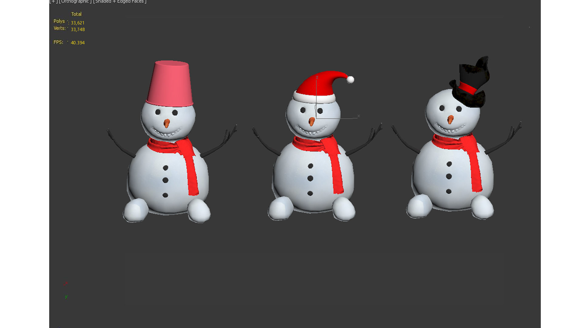 Snowmen  character Low-poly 3D model_9