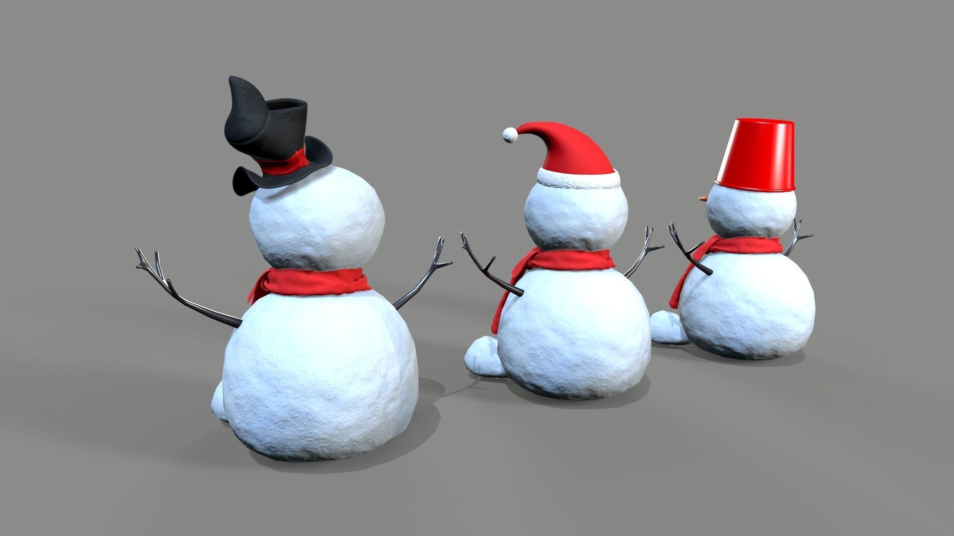 Snowmen  character Low-poly 3D model_2