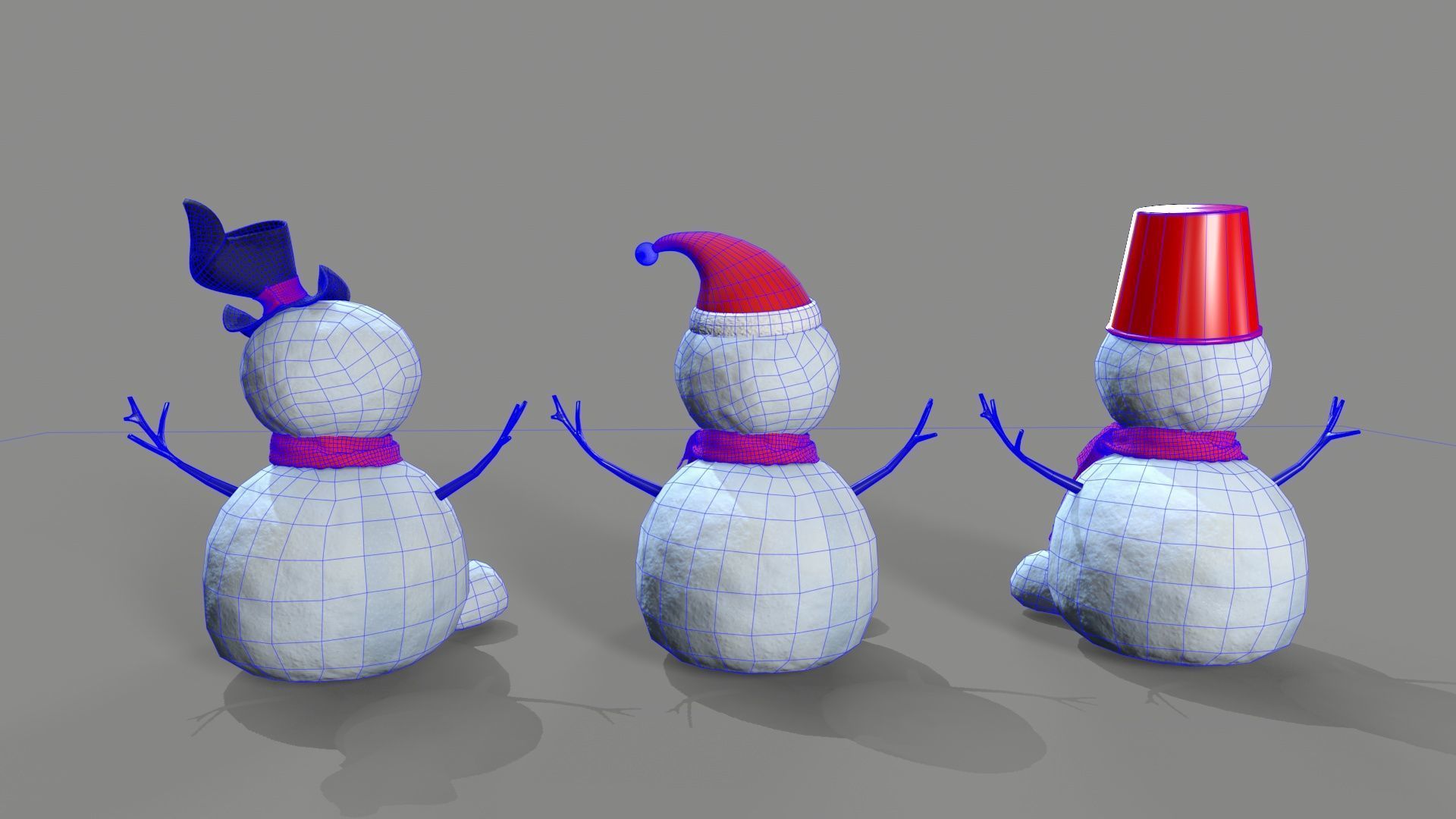Snowmen  character Low-poly 3D model_7