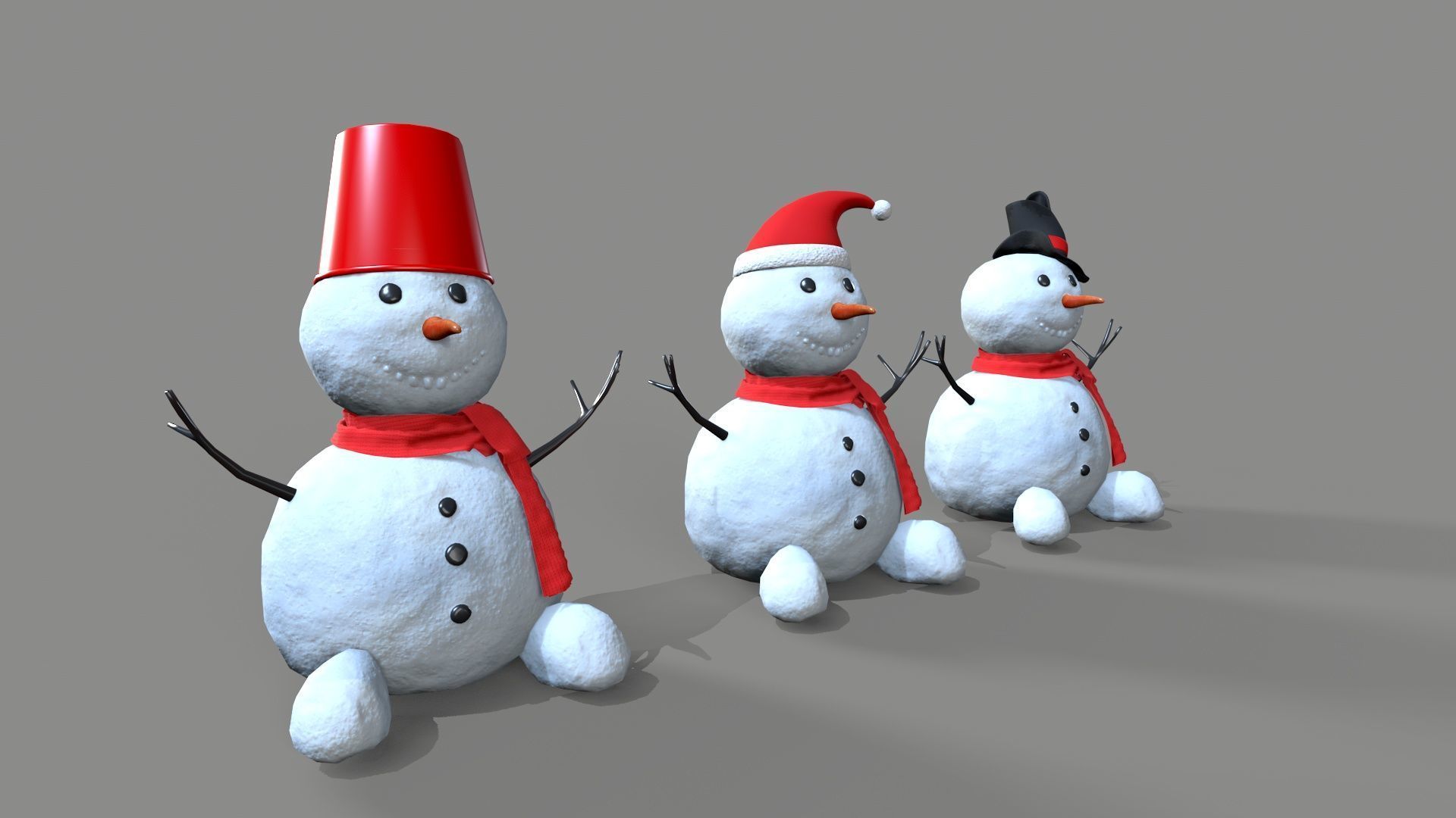Snowmen  character Low-poly 3D model_4