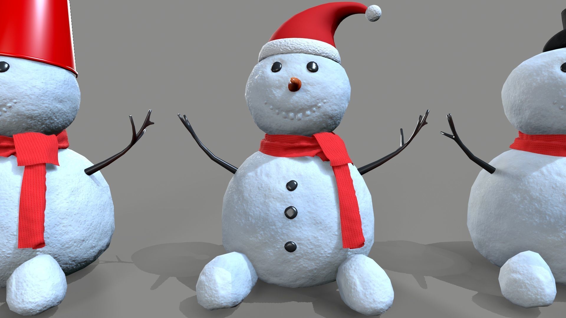 Snowmen  character Low-poly 3D model_5