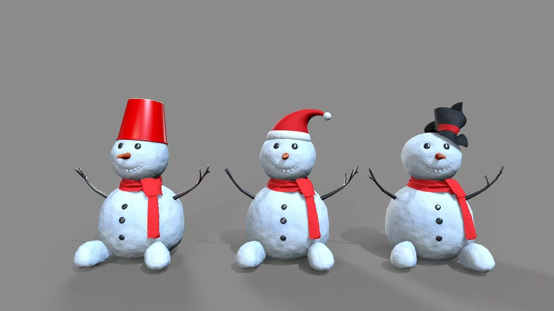 Snowmen  character Low-poly 3D model_0