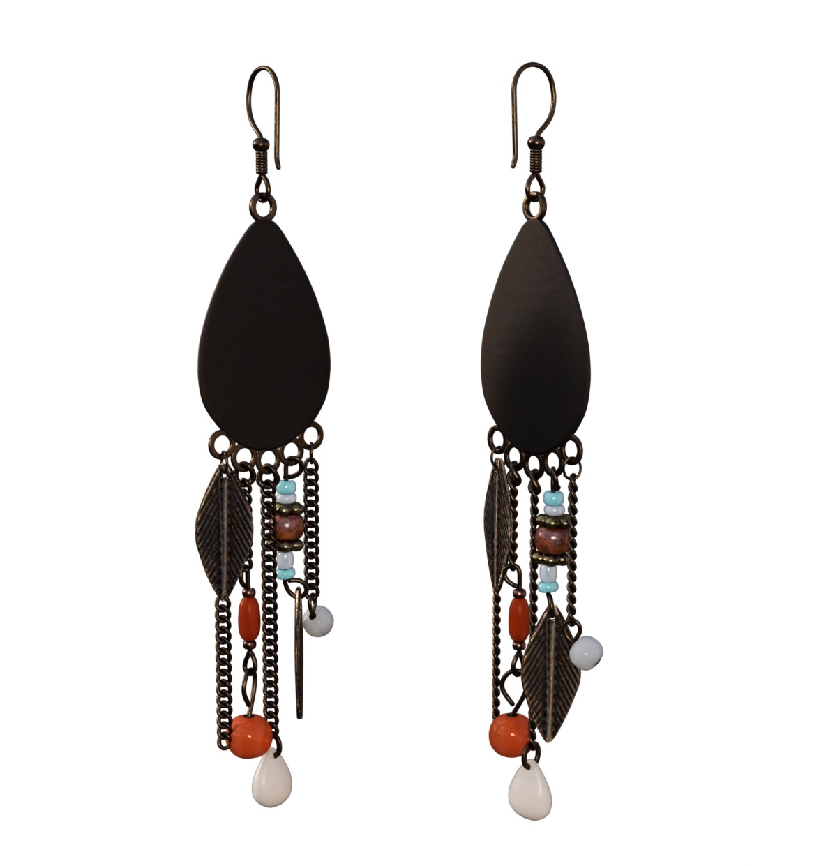 Women Drop Earrings Rigged OBJ FBX Renders Details 3D model Low-poly 3D model_5