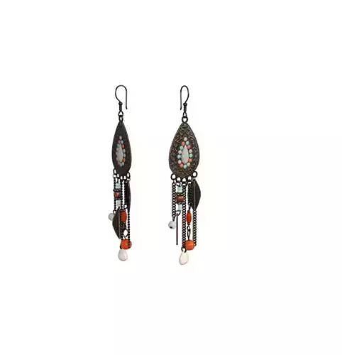 Women Drop Earrings Rigged OBJ FBX Renders Details 3D model Low-poly 3D model