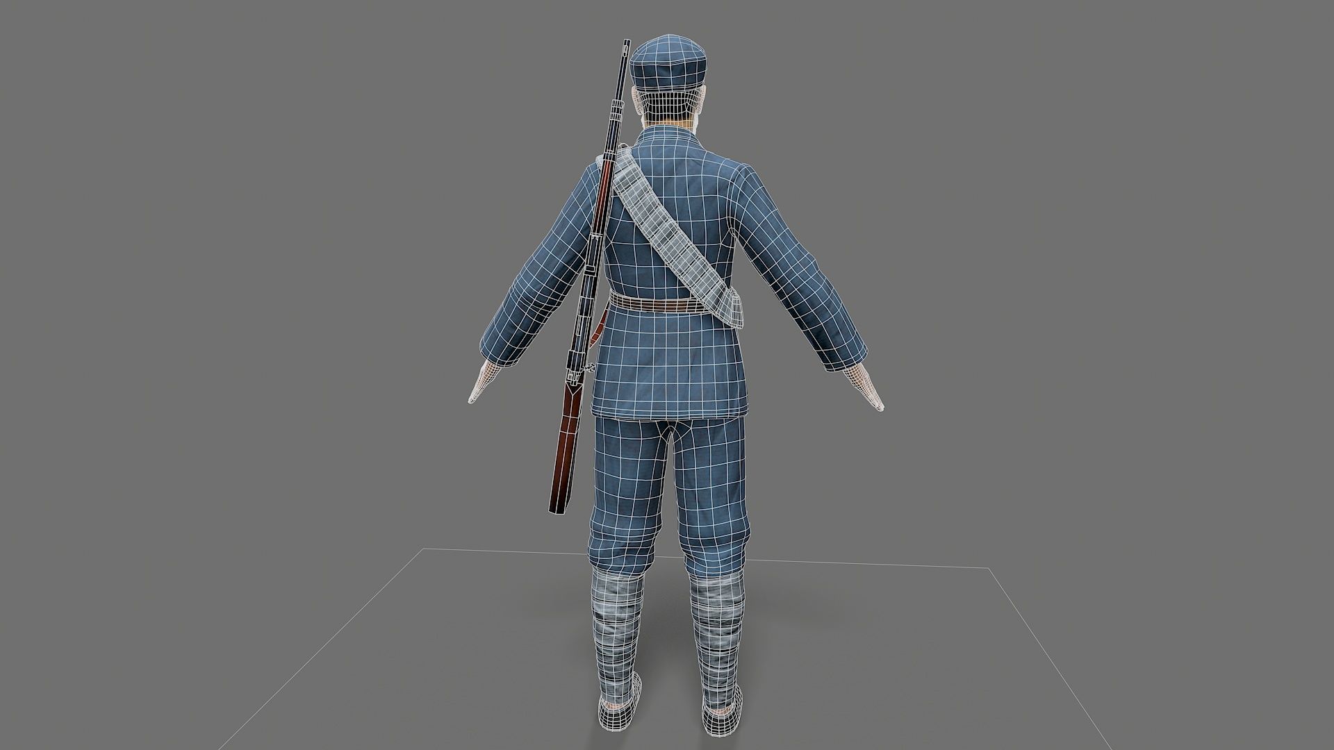 China soldier Low-poly 3D model_12