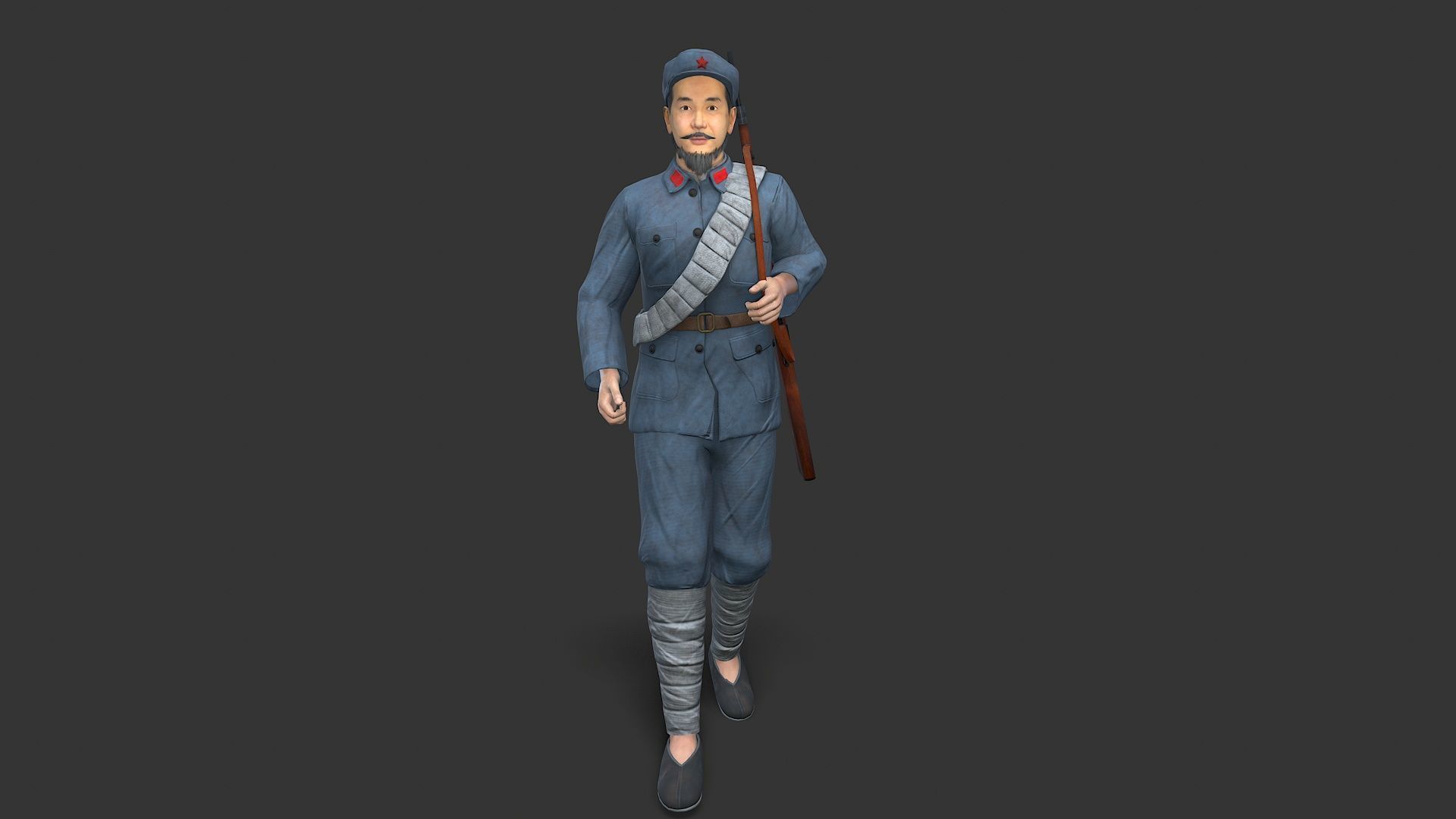 China soldier Low-poly 3D model_8