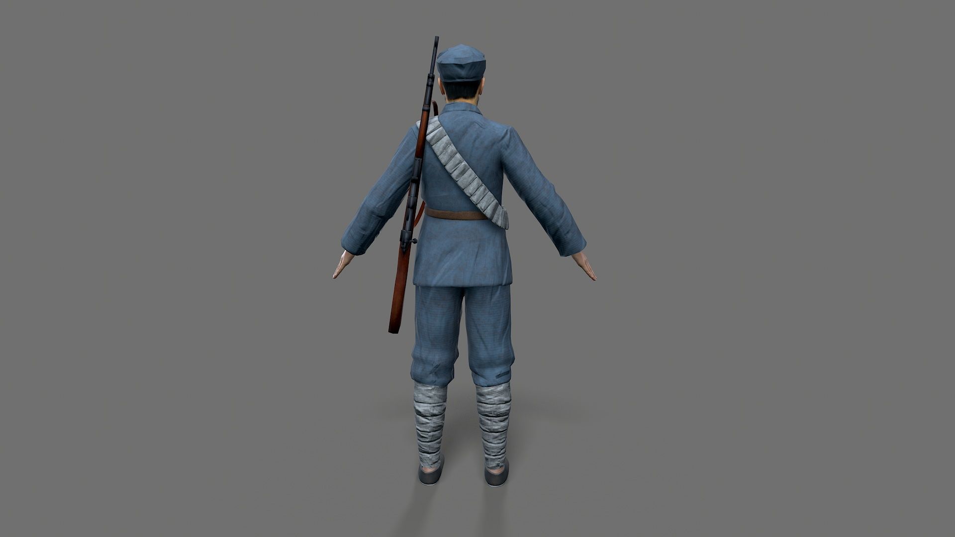 China soldier Low-poly 3D model_3
