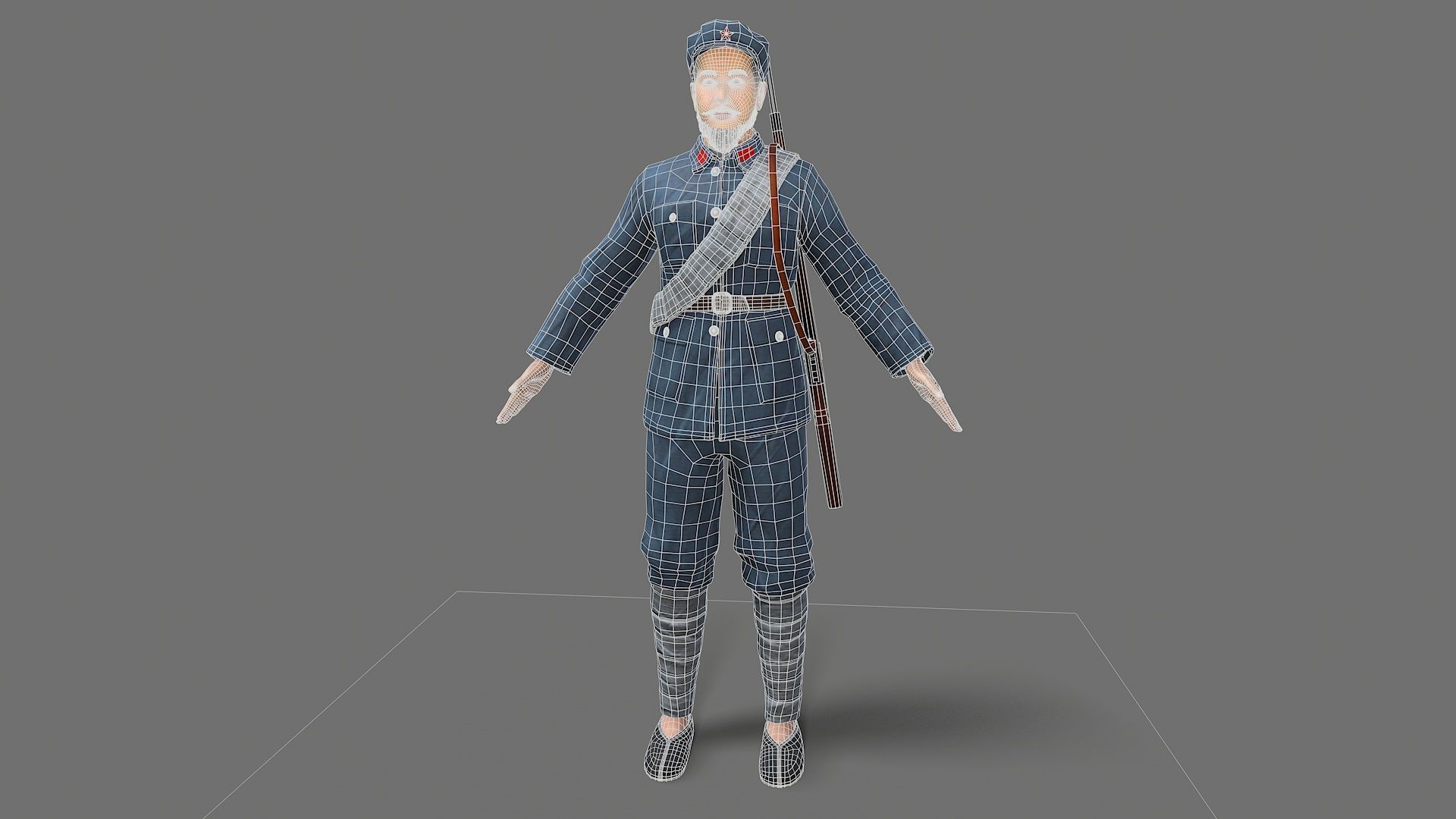 China soldier Low-poly 3D model_10
