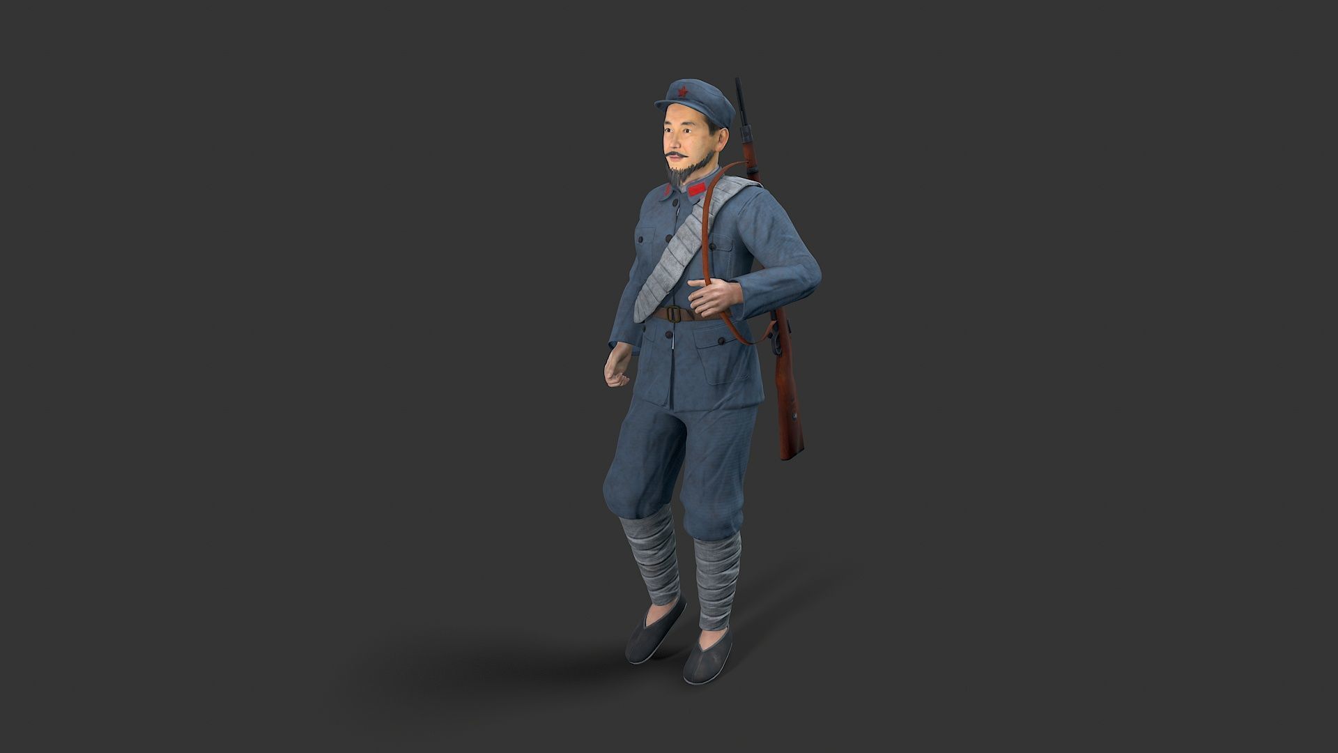 China soldier Low-poly 3D model_7