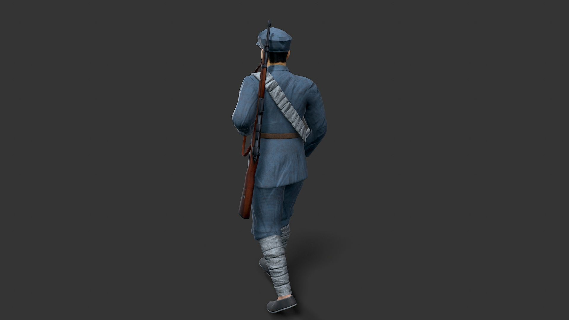 China soldier Low-poly 3D model_9