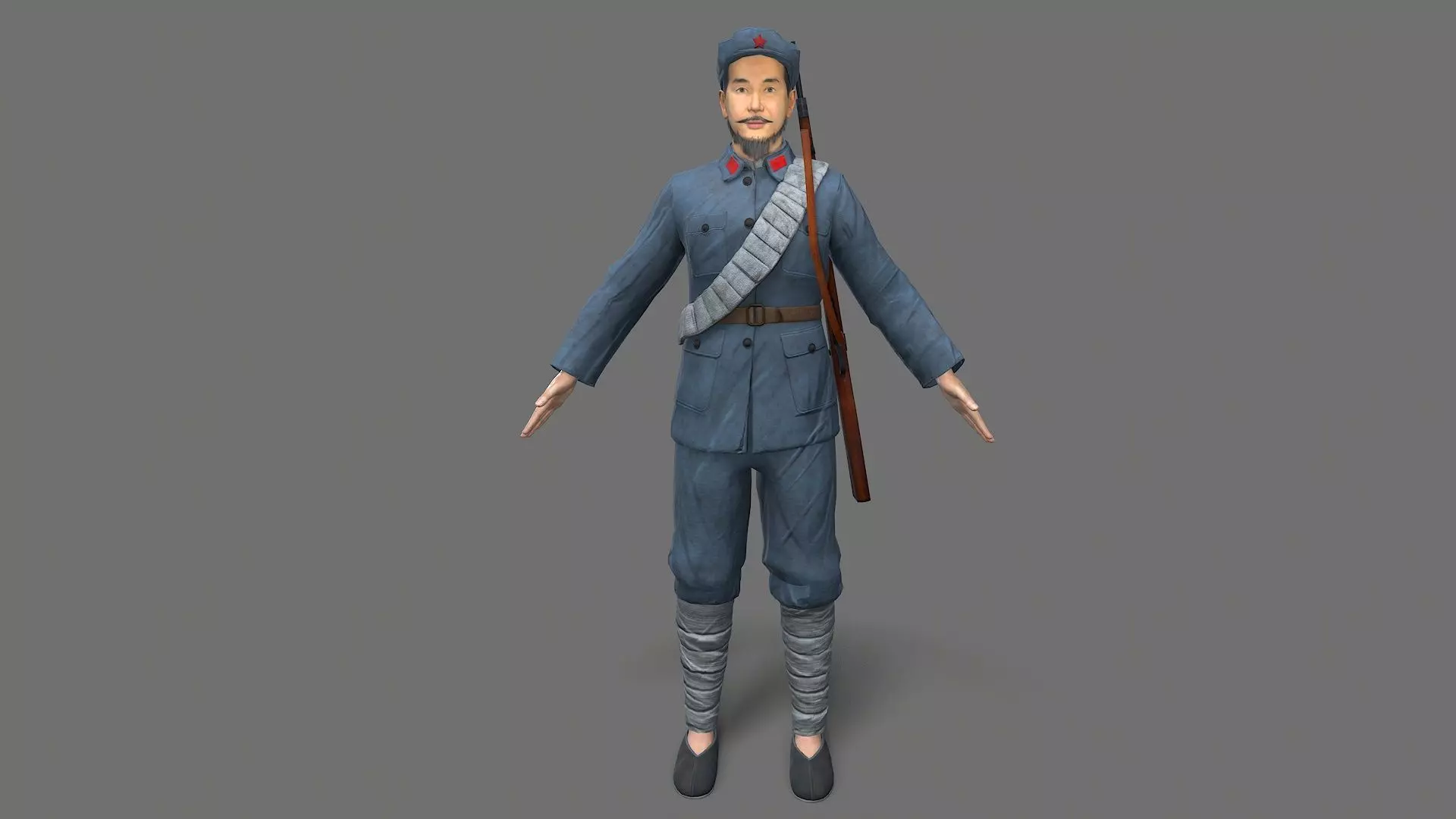 China soldier Low-poly 3D model_0