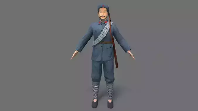 China soldier Low-poly 3D model