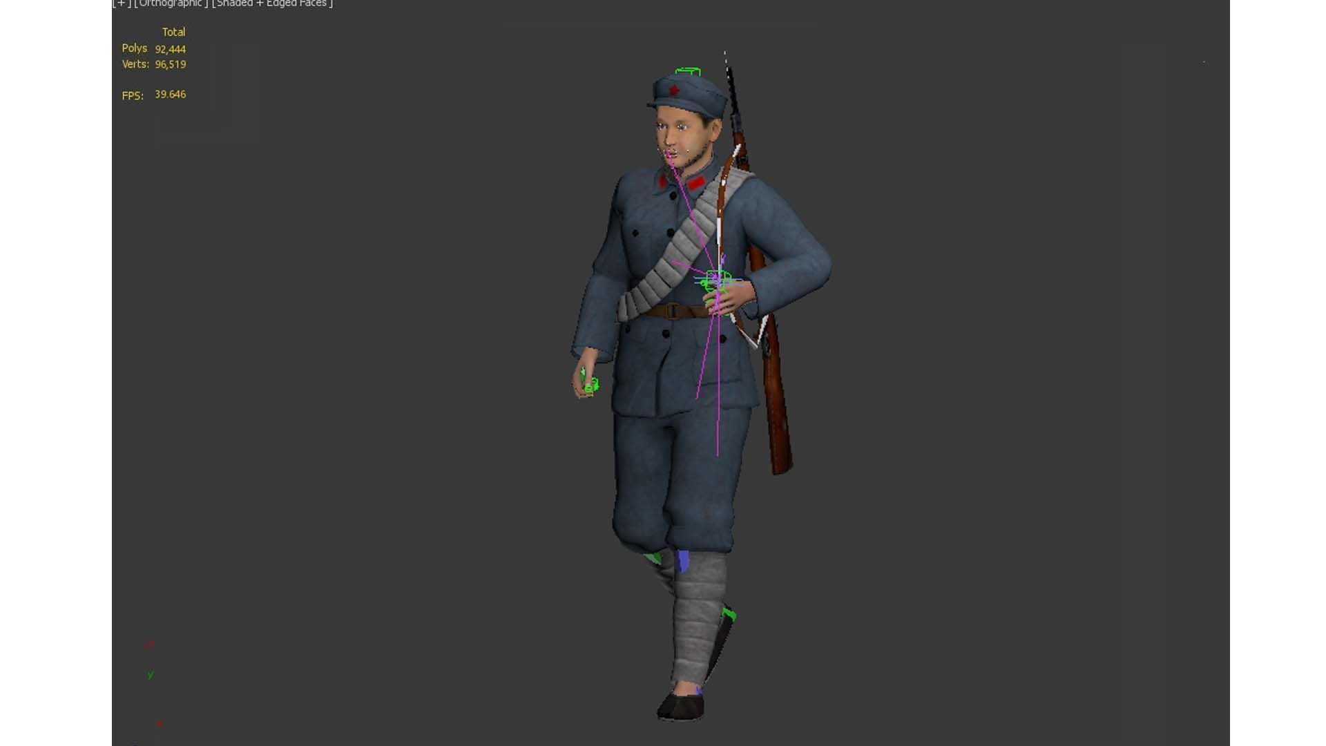 China soldier Low-poly 3D model_15