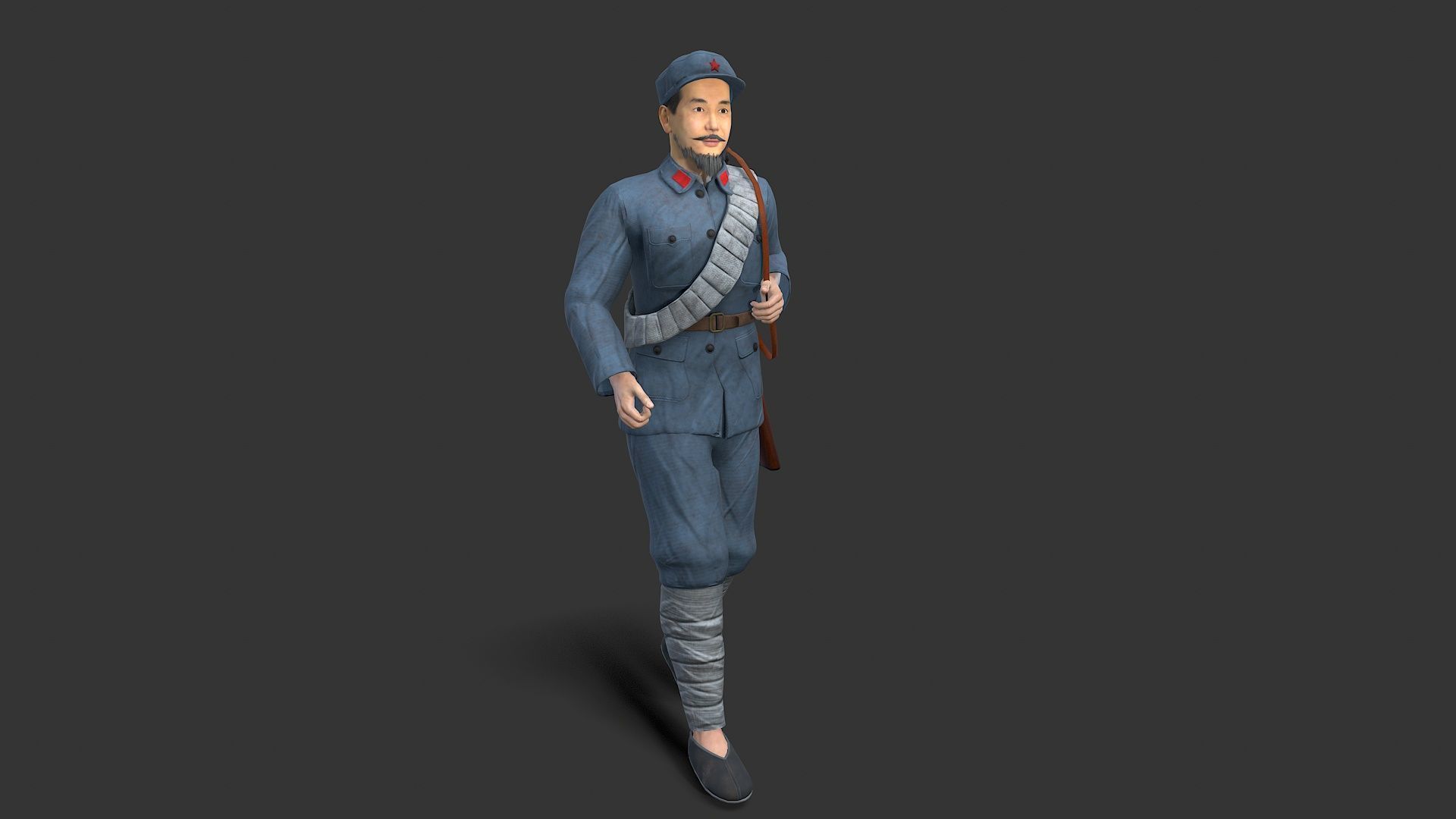 China soldier Low-poly 3D model_5