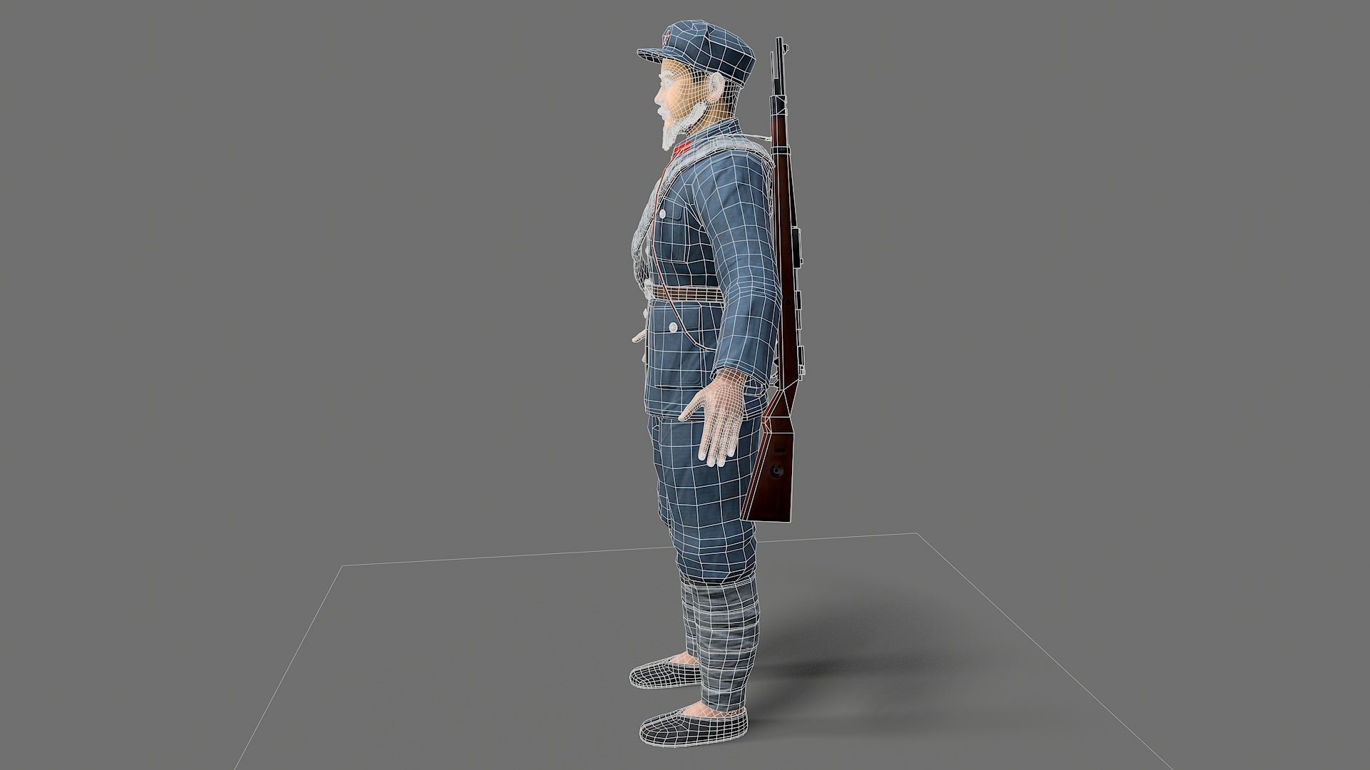 China soldier Low-poly 3D model_11