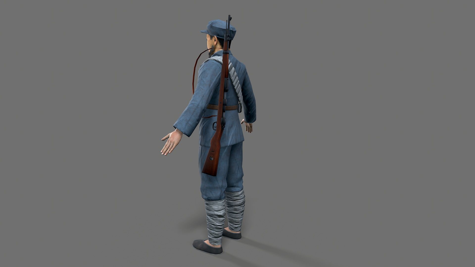 China soldier Low-poly 3D model_4