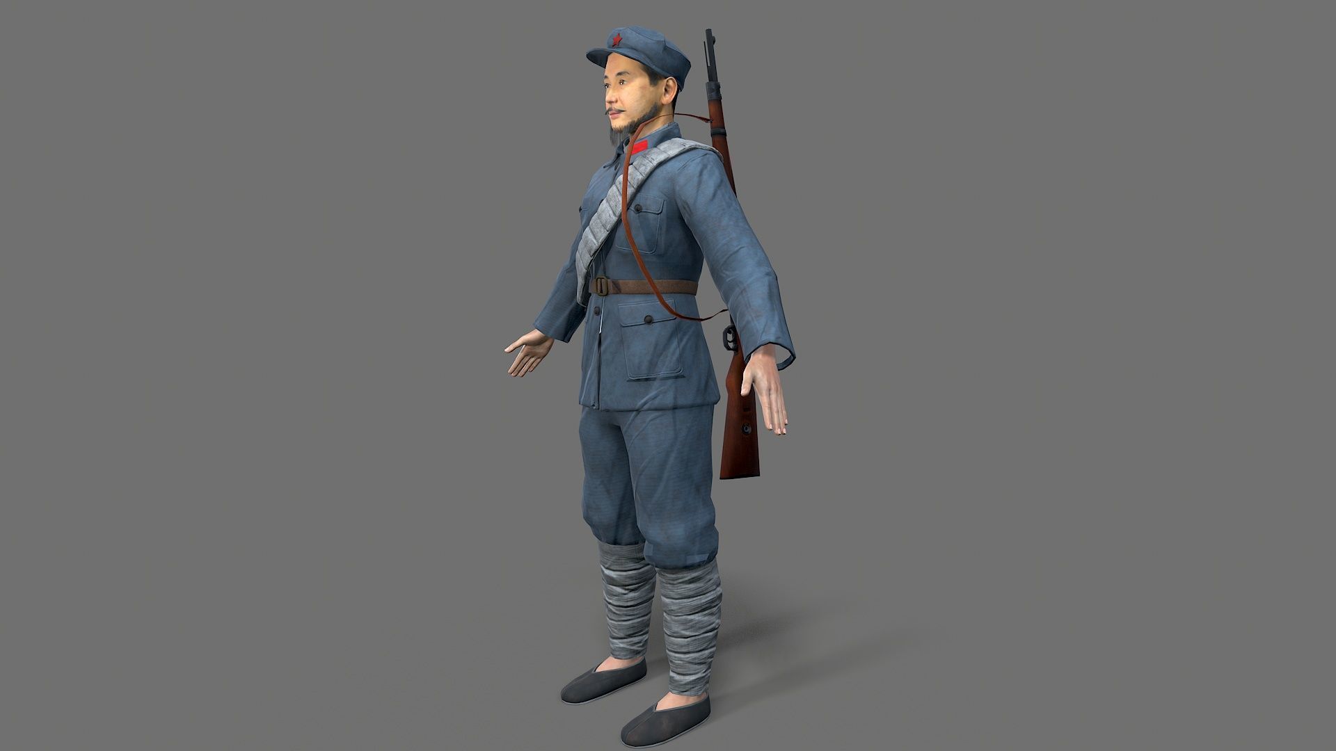 China soldier Low-poly 3D model_2