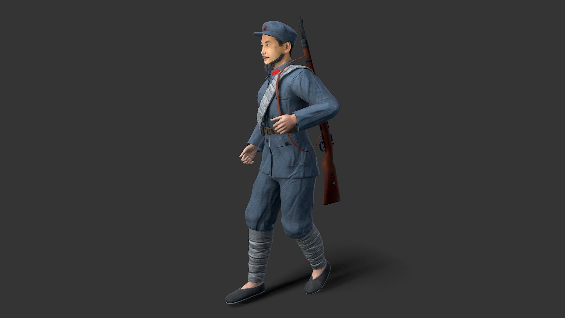 China soldier Low-poly 3D model_6