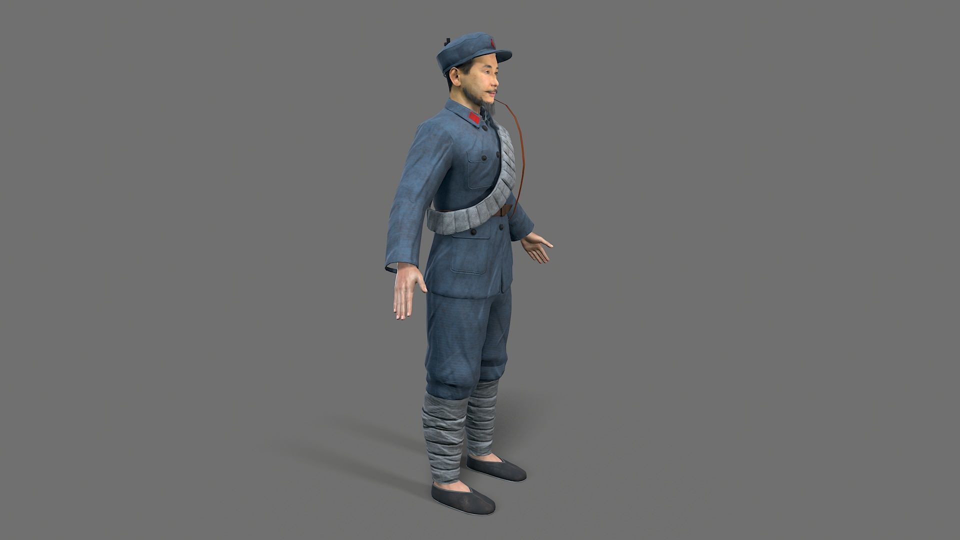 China soldier Low-poly 3D model_1