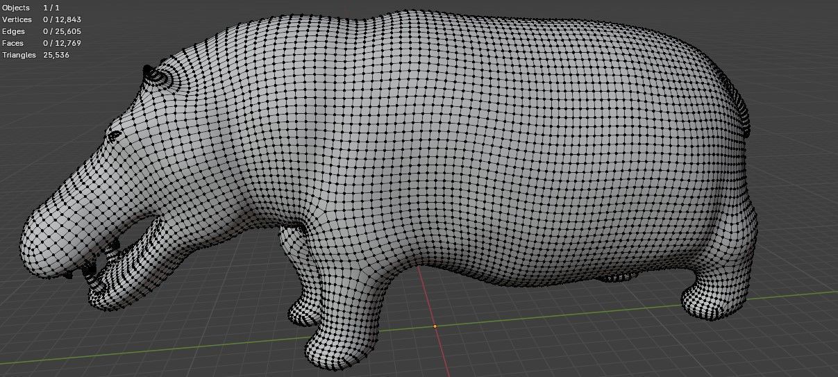African Wildlife 3D Hippo Base Mesh Free low-poly 3D model_12