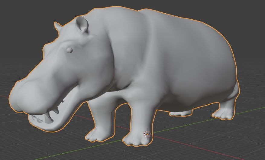 African Wildlife 3D Hippo Base Mesh Free low-poly 3D model_4
