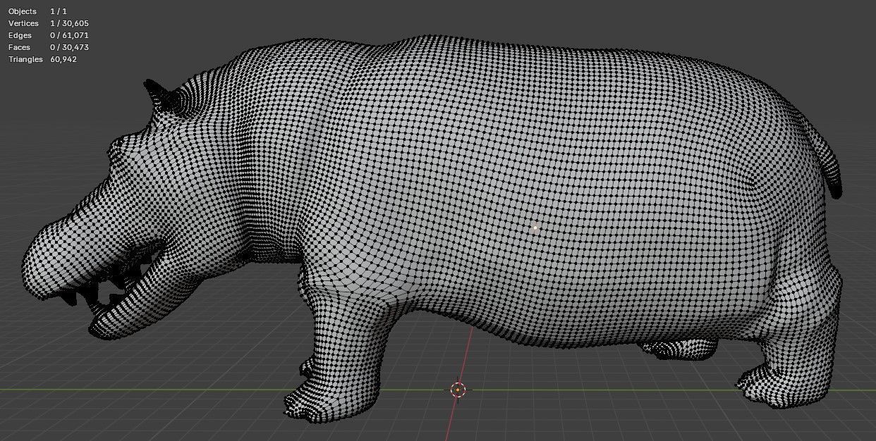 African Wildlife 3D Hippo Base Mesh Free low-poly 3D model_7