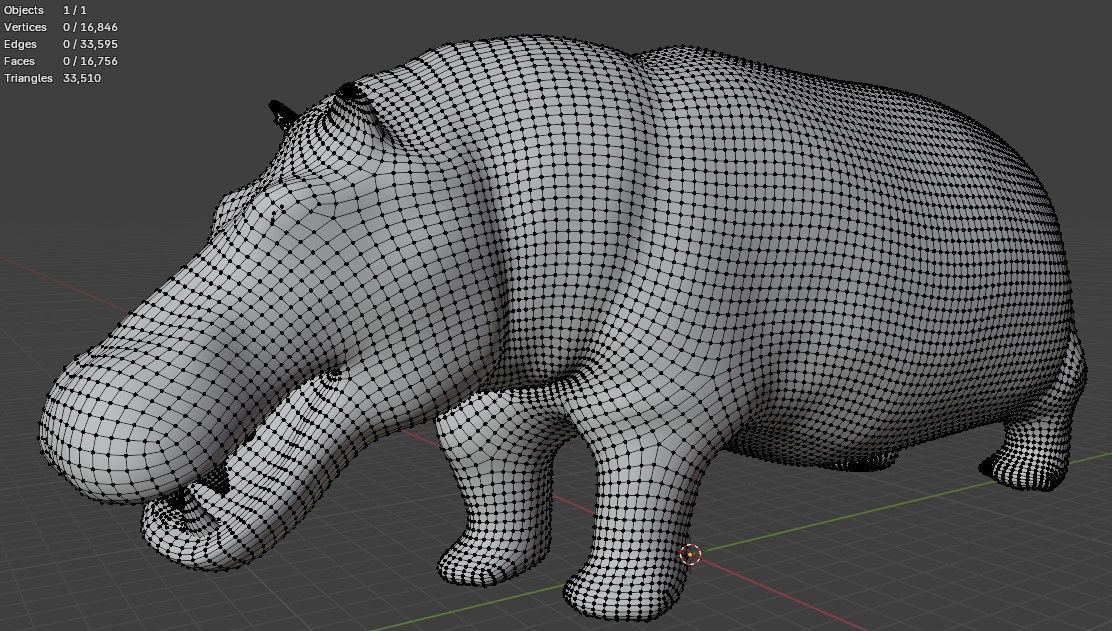 African Wildlife 3D Hippo Base Mesh Free low-poly 3D model_10