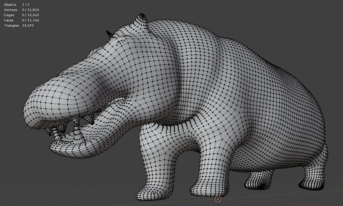 African Wildlife 3D Hippo Base Mesh Free low-poly 3D model_11