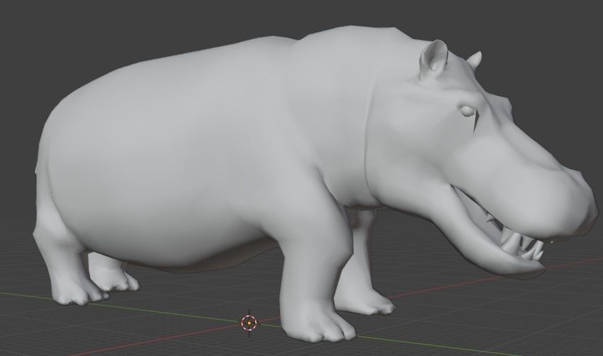 African Wildlife 3D Hippo Base Mesh Free low-poly 3D model_5