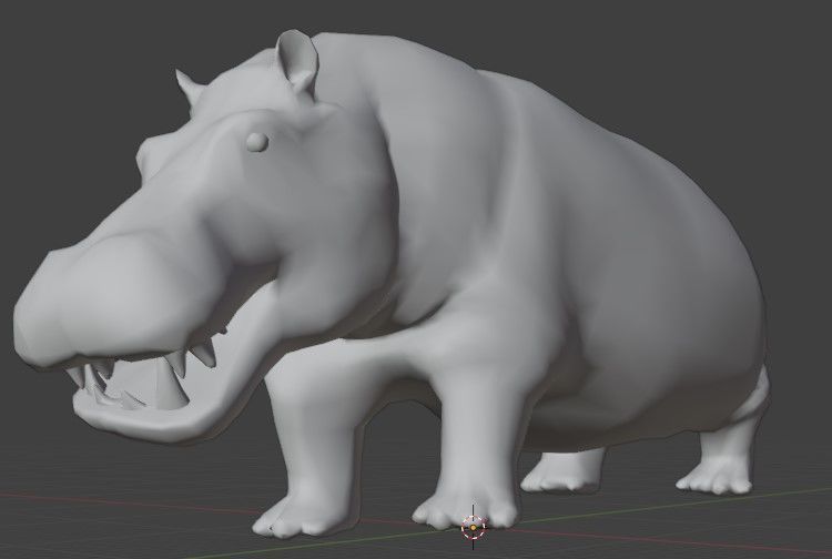 African Wildlife 3D Hippo Base Mesh Free low-poly 3D model_6
