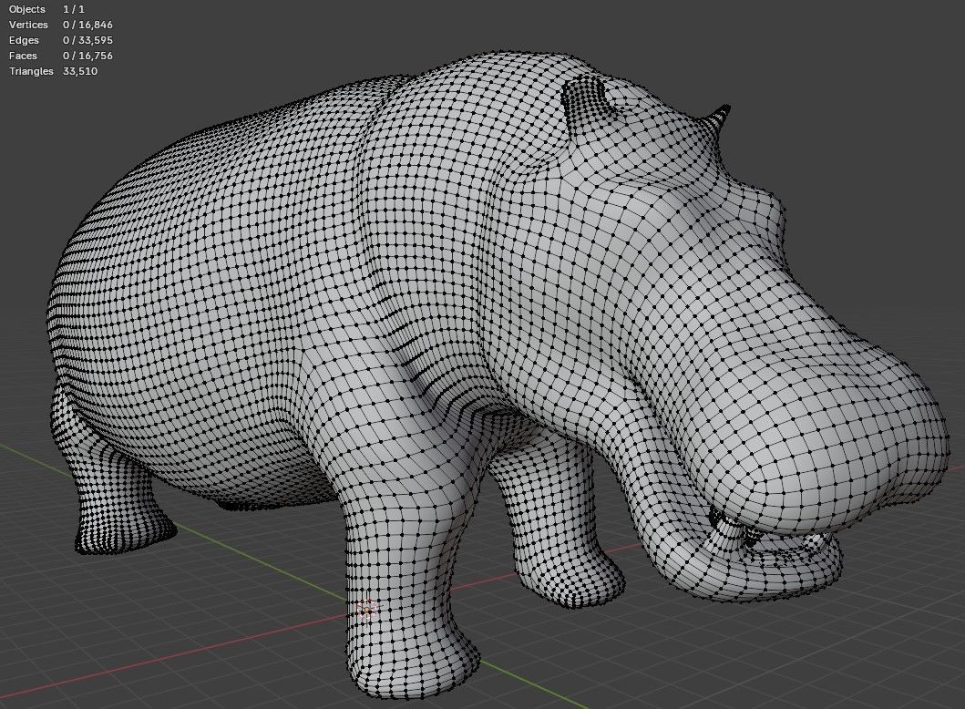 African Wildlife 3D Hippo Base Mesh Free low-poly 3D model_9