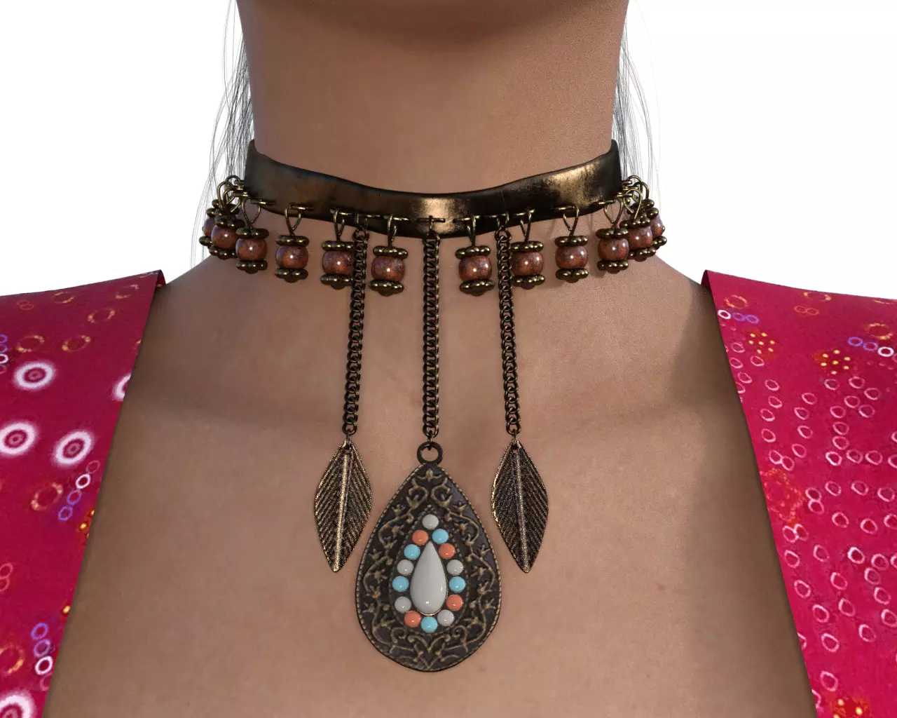 Antique gold necklace Low-poly 3D model