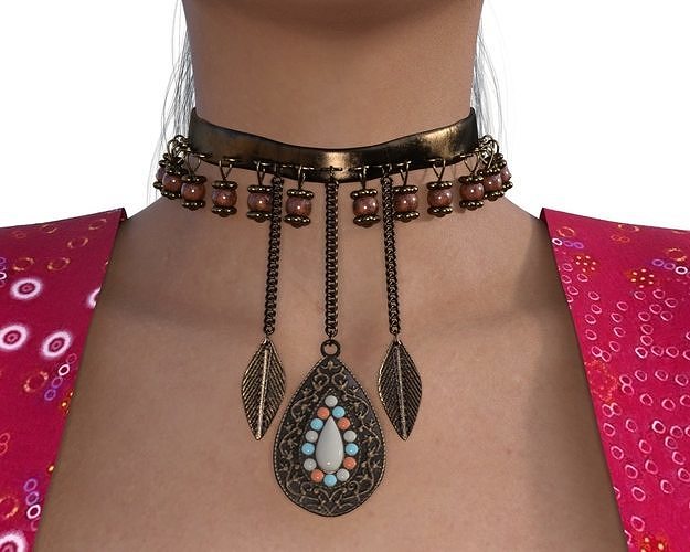 Antique gold necklace Low-poly 3D model