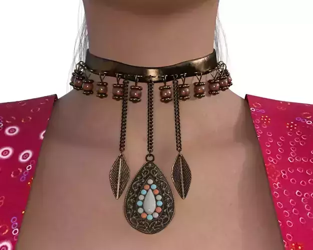 Antique gold necklace Low-poly 3D model